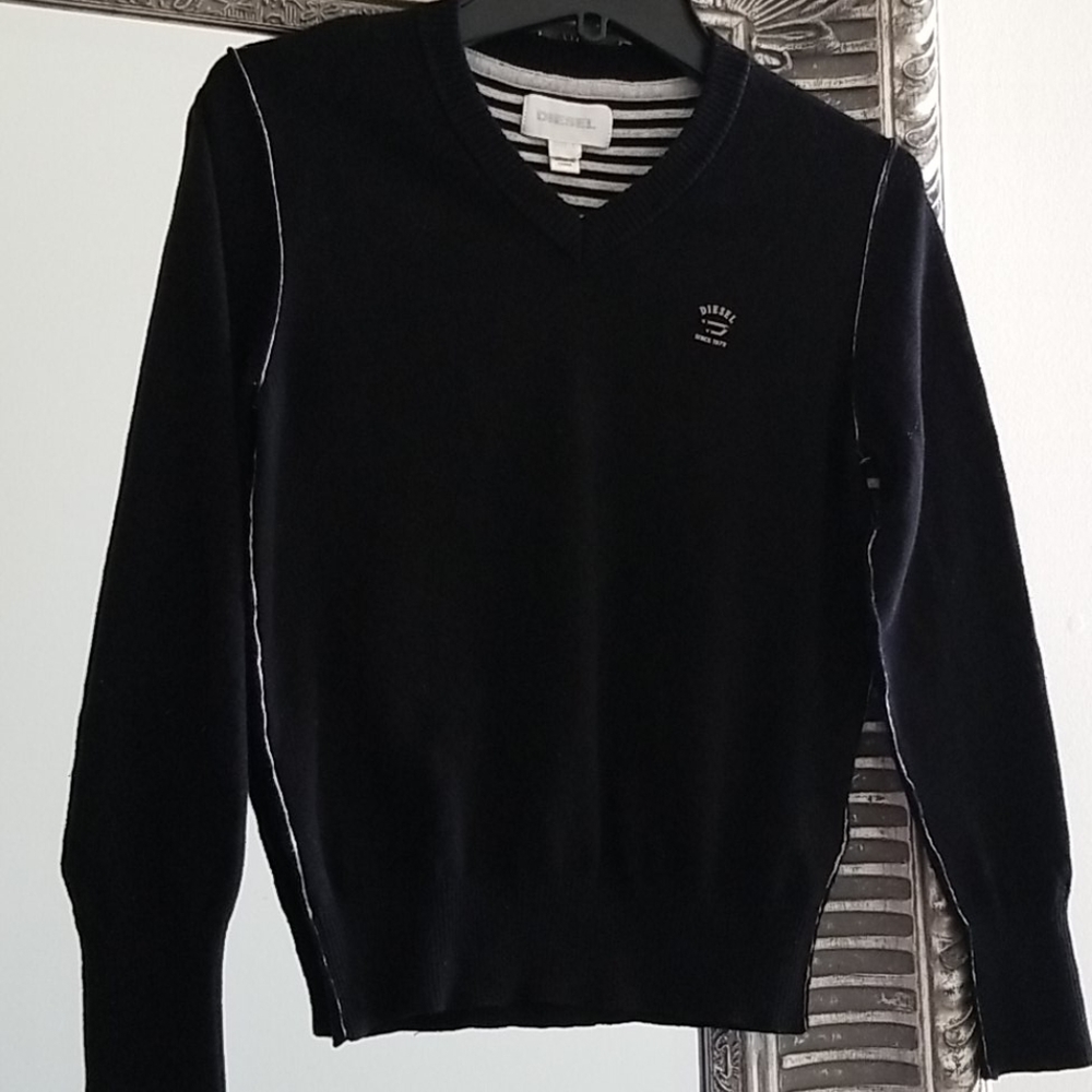 Diesel Kids Boys V Neck Sweater Black